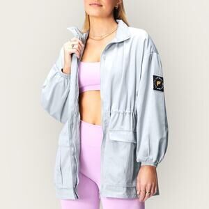 FABLETICS Lightweight Athletic Utility Parka Windbreaker Jacket Grey SIZE M NWT